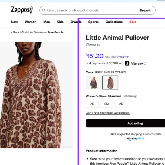 FREE PEOPLE Little Animal Pullover Sweater Medium - NWT Last One In Stock! - Picture 7 of 10